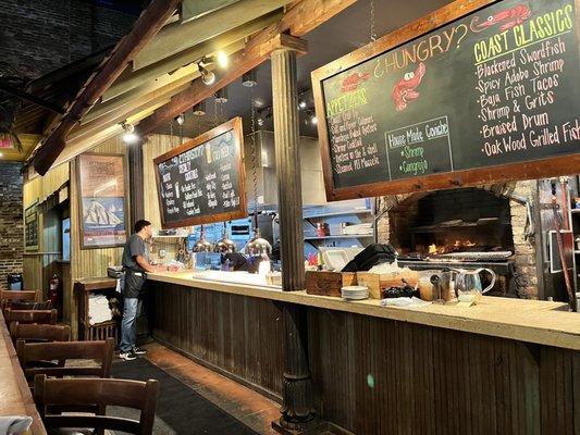 Bar with Wood Fired Oven in view