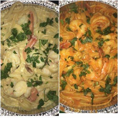 Pensé pasta con camarones