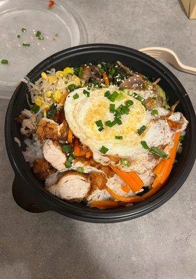 Korean fried chicken bibimbap bowl