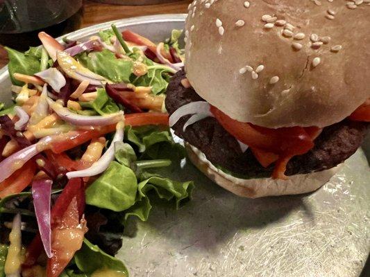 These house-made vegan white bean burgers are fabulous.