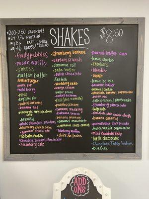 Shake menu