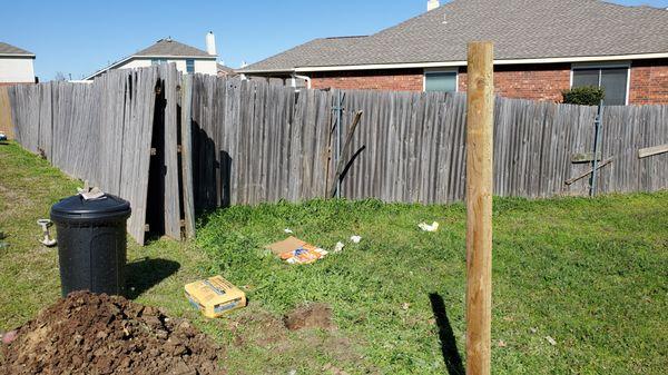 Just starting to rebuild the fence section.