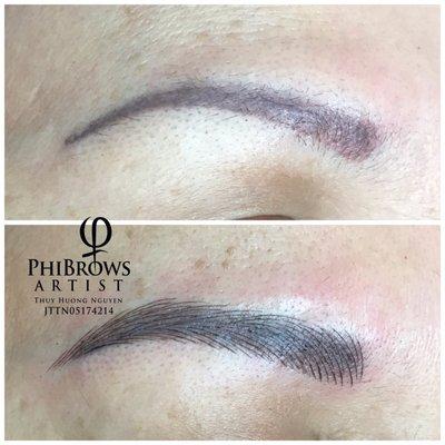 If you have an old faded tattoo with a reddish or bluish color, microblading can give you a more natural look.