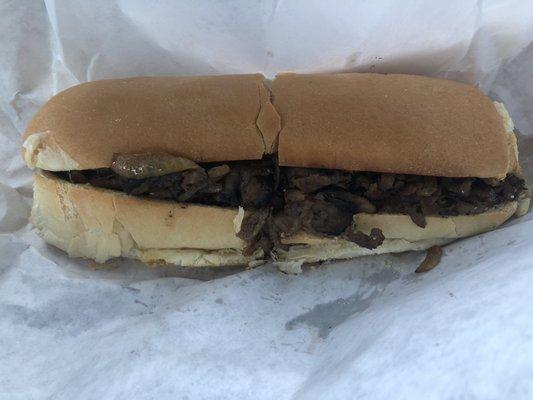 Small Steak & Cheese mushrooms, onions DRY (no LTM). DELISH!