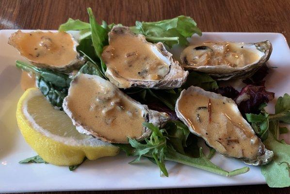 Local roasted oysters In gorgeous beurre blanc.