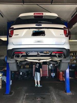 2017 explorer sport in for an oil change and tire rotation