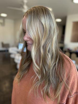 Custom highlights and haircut by Cheriece Harris. Book your appointment with her today at downtown Pleasanton salon Sage and Oak