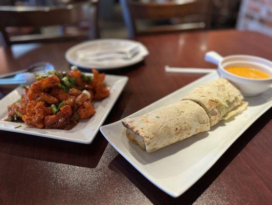 Samosa Wrap & Gobi Manchurian