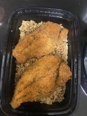 Fish and Fried Catfish or Talapia with Dirty Rice