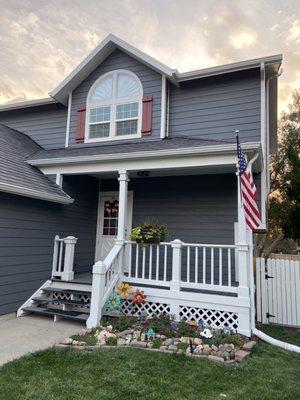 Night Gray Hardie lap siding against a beautiful sunset