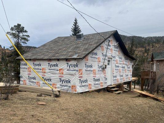 OSB and Tyvek loosely attached