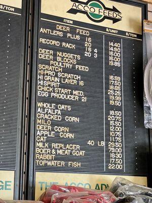 Feed menu prices...