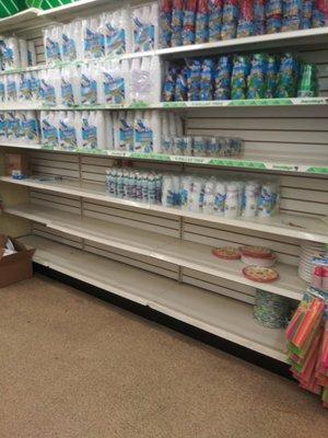 Empty shelves with no product on it.