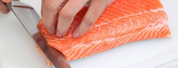 A slab of fresh Faroe Islands salmon...just pulled from the Arctic drift currents waters