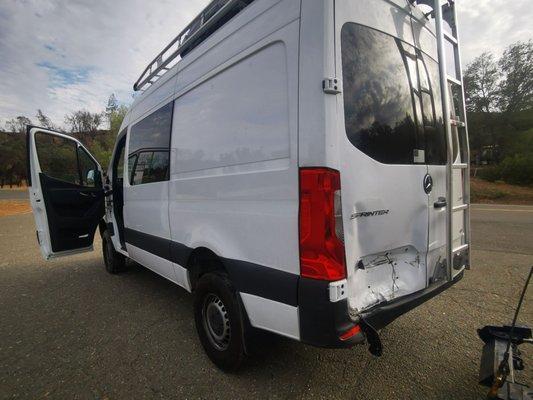 My van after the accident (09/09/21). The computer and  the stereo stopped working after Norco Caliber Collision worked on it for 14 weeks.