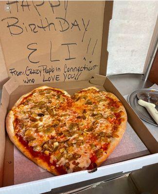 Special heart-shaped eggplant pizza