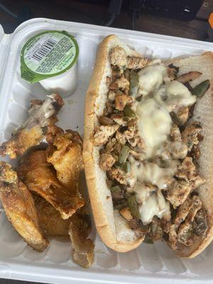 Chicken Philly and 5 pc wing combo.