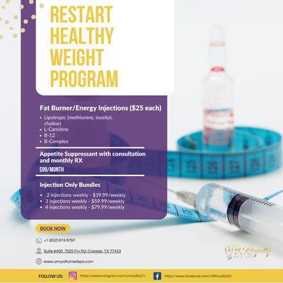 Our comprehensive
weight loss program is designed to help you achieve
your goals.