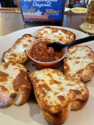 Garlic cheese bread.