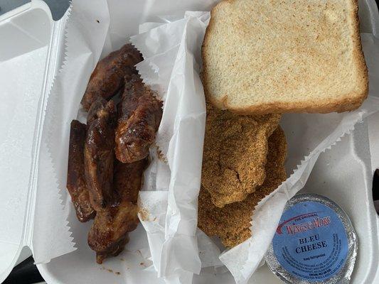 Spicy Honey BBQ wings & catfish