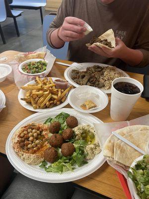 Falafel and gyro plate with fries