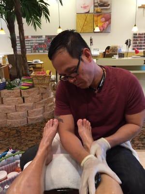 Pedicure with John with hot stones.