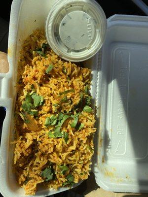 Chicken Biryani $15.89  Fresh ingredients with a kick of spice, but not too spicy