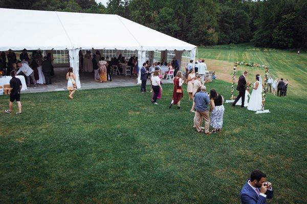 Outside after the ceremony when the chairs were cleared.