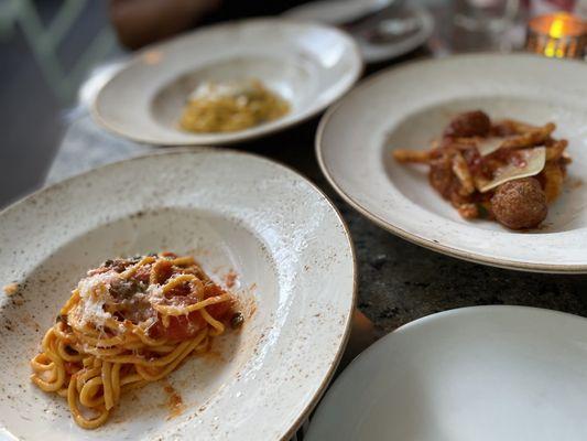 Pasta course - all half sizes for tasting menu for 2 people