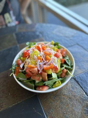 There's an entire avocado under that lettuce stuffed with chicken salad!