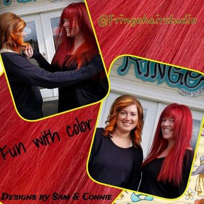 Out fantastic stylists Sam and Connie are in the fall spirit with these popping fall colors.