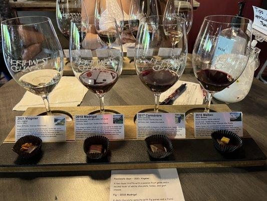 My Chocolate & Wine flight