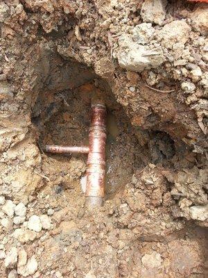 3" copper water line repaired