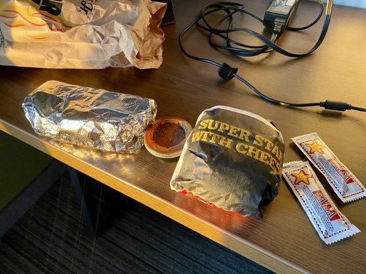 Grilled Steak Burrito and The California Classic Double Cheeseburger.