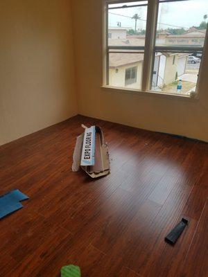 Laminated flooring installation