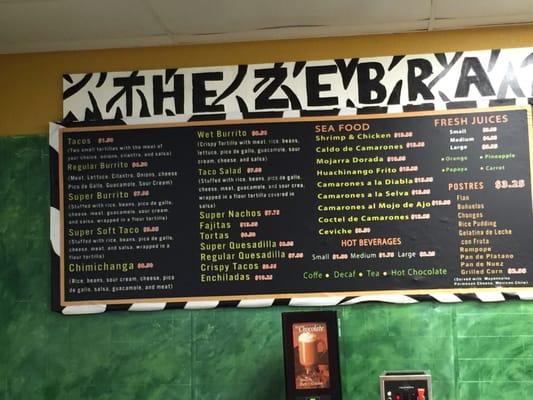 The Zebra  Mexican Grille, a large selection of food for breakfast, lunch, and dinner.