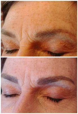 Powder brow with hair strokes