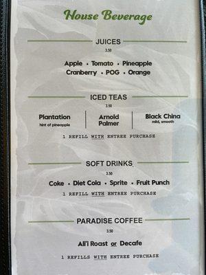 Beverages Menu (10/7/23)