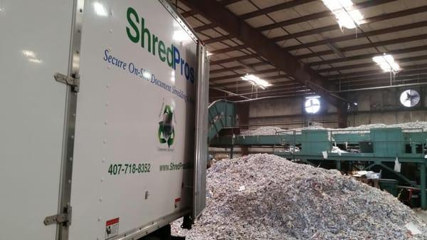 100% of all destroyed paper is returned to the recycling facility, bailed at the facility and sent directly to the pulping mi...