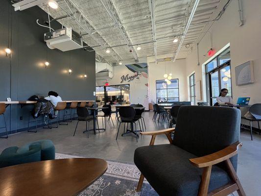 Huge space inside to work, meet, study, or enjoy your drinks and bites