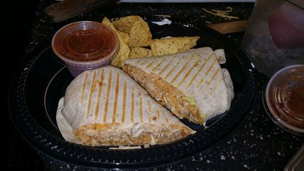 Chicken burrito with rice & bean's.  Yum yum