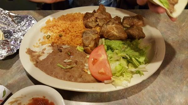 Pork was super tender, rice was moist, chips and salsa were fresh, and service was very prompt. Delicious!!!