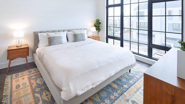 Bedroom with large windows