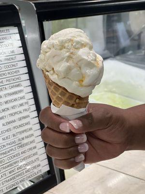 Pineapple cheesecake waffle cone