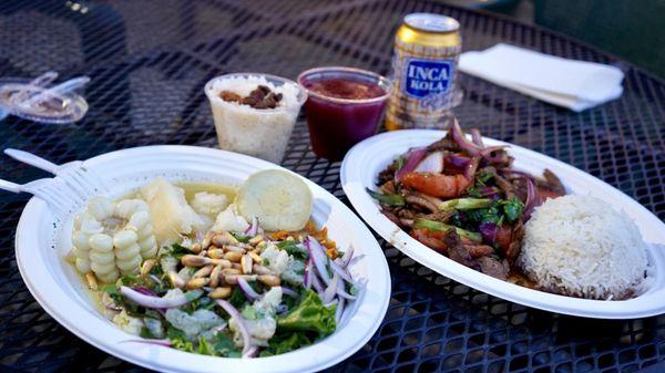 Ceviche de pescado y Lomo Saltado