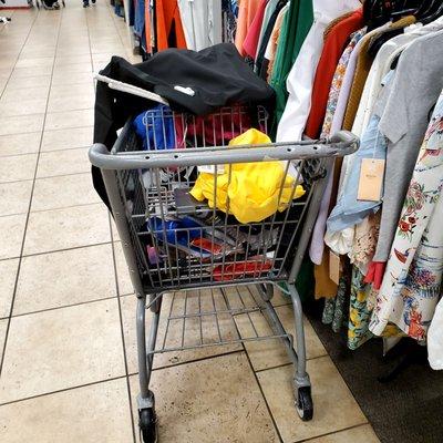 Cart full of merchandise for restocking