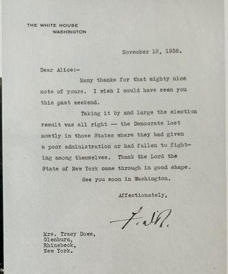 A zillion years ago, Roosevelt sent a letter to a family member who is a diplomat, many family members are diplomats or ambassadors!