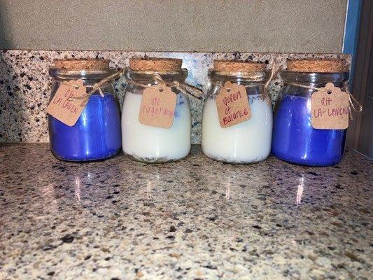 Set of 4 Soy Lavender Candles [2 w| Optional Purple Dye & 2 w| Dried Lavender Herbs]