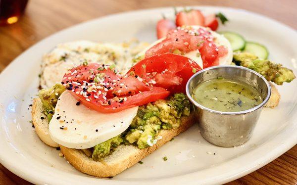 Avocado Toast~ smashed avocados with lemon, marinated tomatoes, olive oil, (add fresh mozzarella & basil vinaigrette +$2)