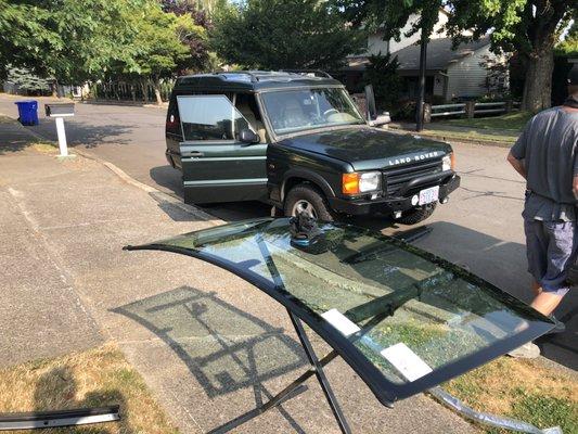 Land Rover windshield replacement.